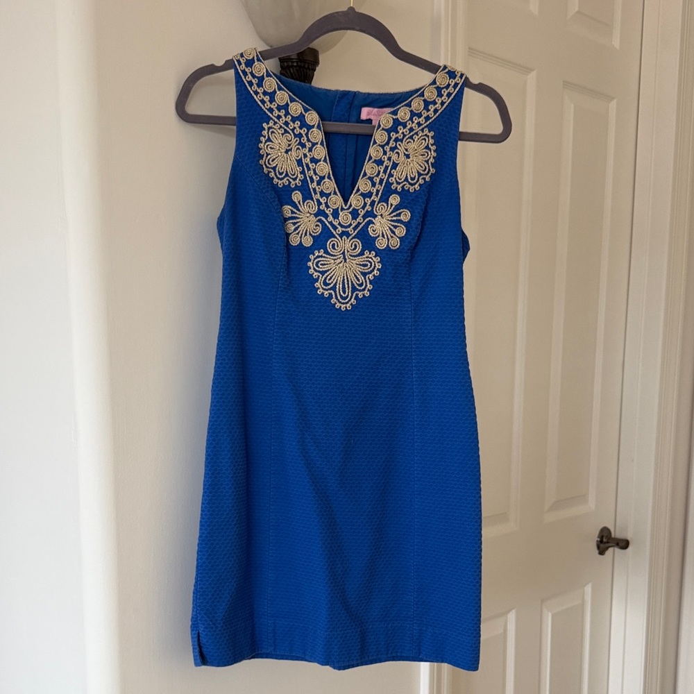Lilly Pulitzer Royal Blue Dress with Gold Trim